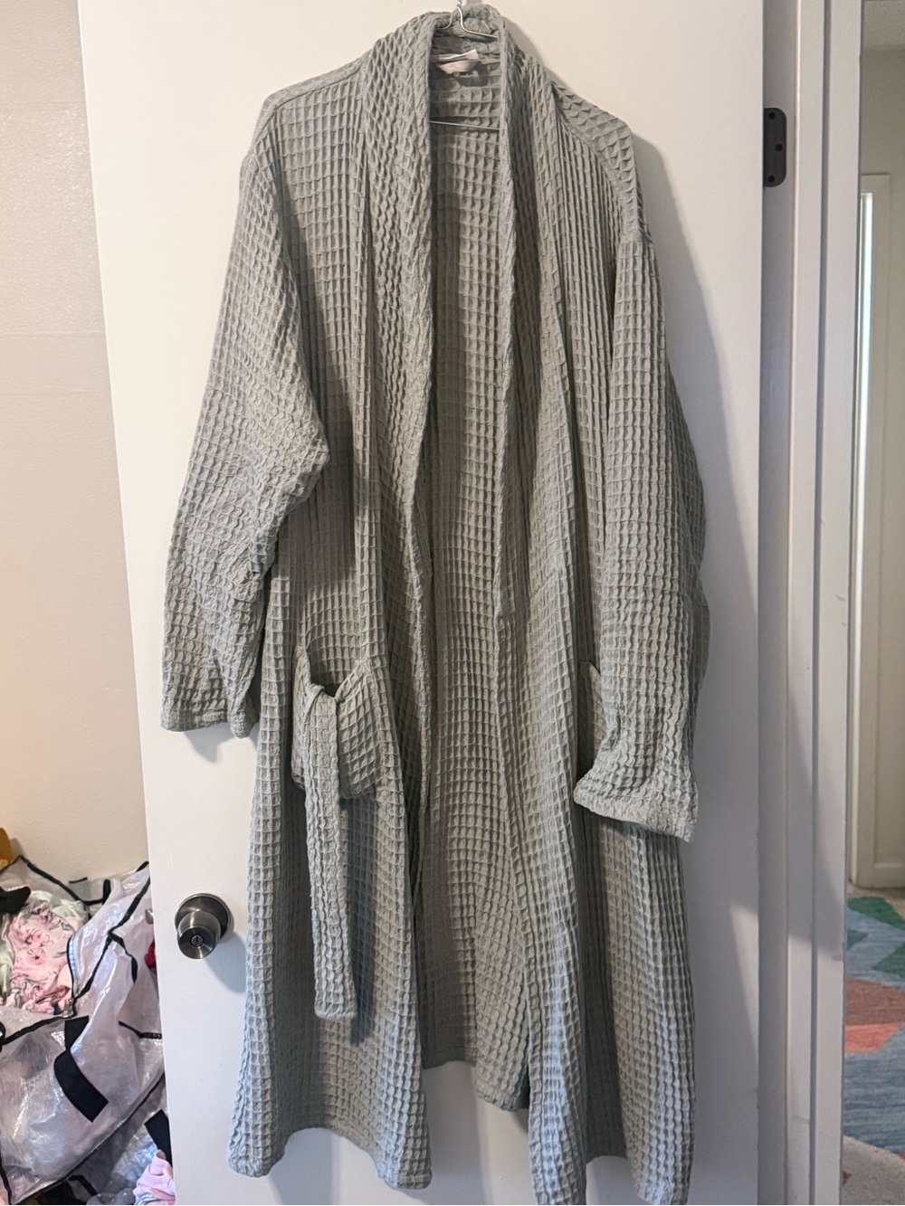 Waffle Knit Robe in Light Sage - Women's Cozy Robe